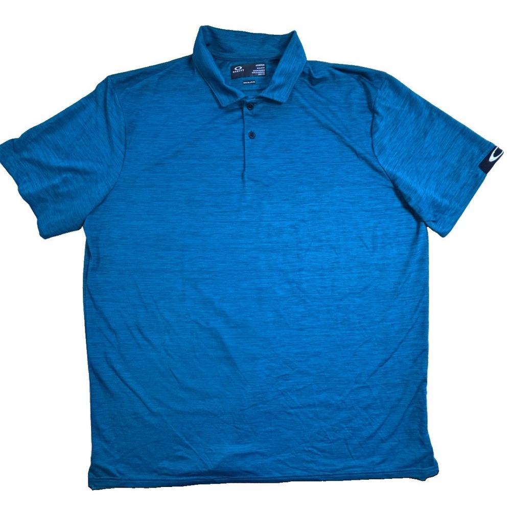 Oakley Hydrolix Reg Fit Polo Shirt Mens 2XL, Teal/Black Golf UV Protection Logo - Picture 3 of 7